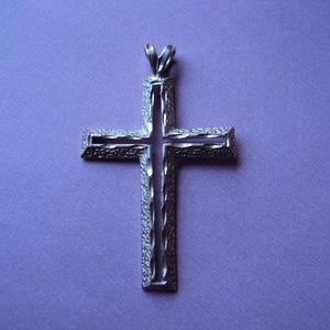 Designer Solid Sterling Silver Etched Cross